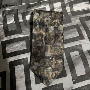 Dimitrius olive/black with white scratch detailing  neck Tie‬, 100% Silk Great c